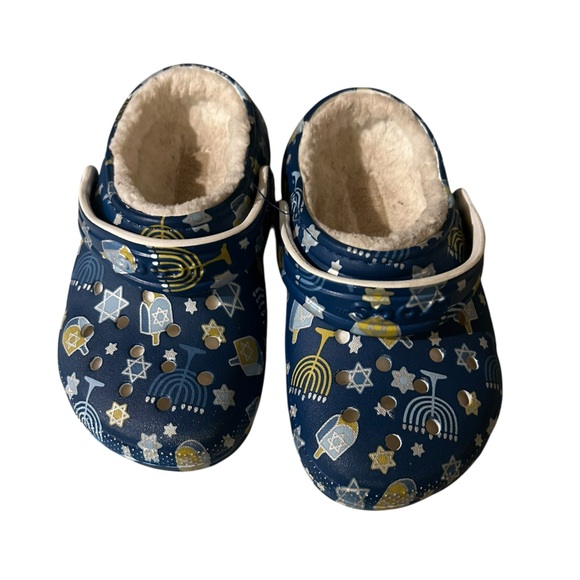CROCS Hanukkah holiday croc lined size 9 toddler/ little kid - Picture 1 of 5